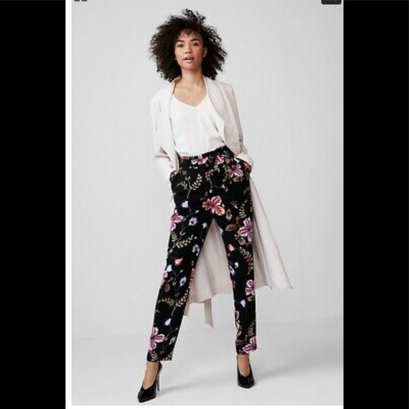 Express Pants - Express High Waisted Floral Ankle Pants